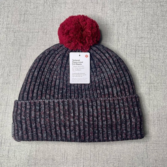 Lululemon Fleece Lined Knit Pom Pom Beanie Winter Hat Nwt - Picture 1 of 6